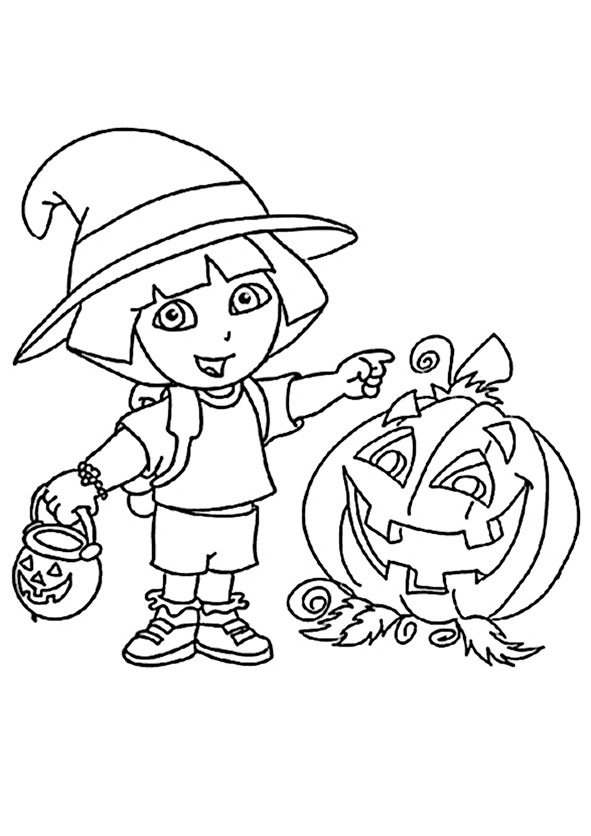 dora in halloween zum ausmalen