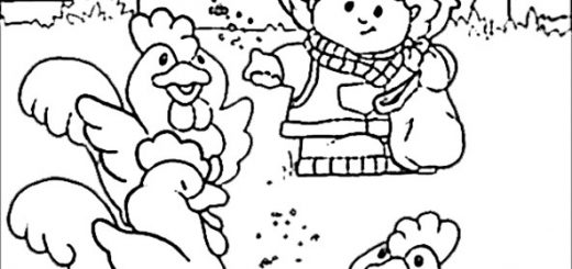 Bilder zum ausmalen Ein Bauernhof mit Hühnern